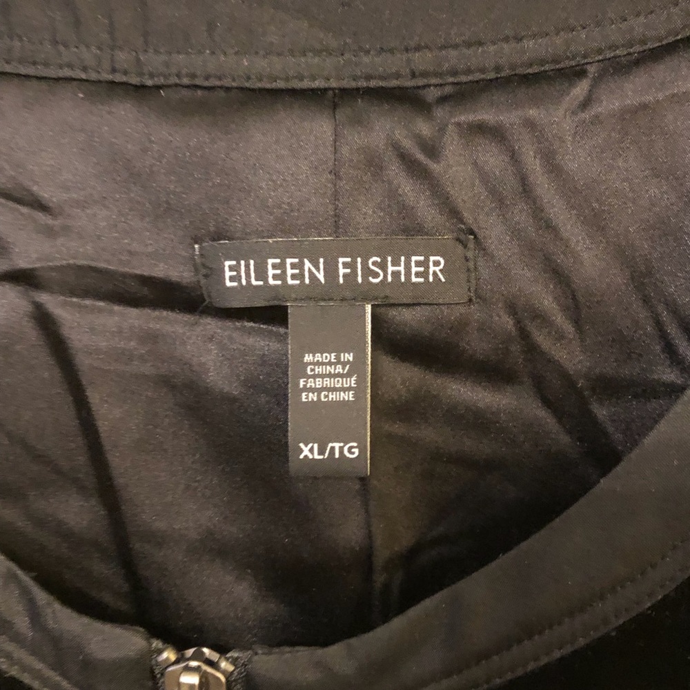 EILEEN FISHER BOMBER JACKET IN BLACK VELVET - Picture 2 of 8